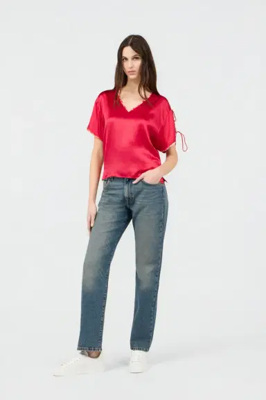 Roberto Cavalli Red Silk Tie-Shoulder Top | Thumbnail 6 Roberto Cavalli Red Silk Tie-Shoulder Top | Thumbnail 6