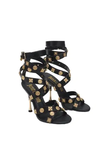 Roberto Cavalli Black Strappy High-Heeled Sandal | Thumbnail 1 Roberto Cavalli Black Strappy High-Heeled Sandal | Thumbnail 1