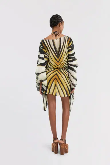 Roberto Cavalli Ray Of Gold Print Kaftan Dress Silk | Thumbnail 3 Roberto Cavalli Ray Of Gold Print Kaftan Dress Silk | Thumbnail 3