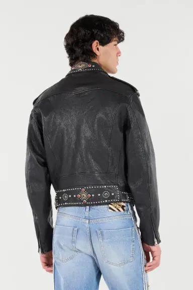 Roberto Cavalli Leather Biker Jacket With Studs And Stones | Thumbnail 3 Roberto Cavalli Leather Biker Jacket With Studs And Stones | Thumbnail 3