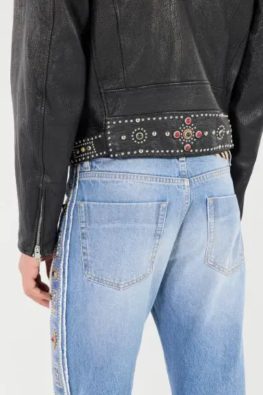 Roberto Cavalli Leather Biker Jacket With Studs And Stones | Thumbnail 5 Roberto Cavalli Leather Biker Jacket With Studs And Stones | Thumbnail 5