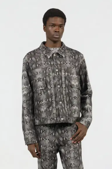 Roberto Cavalli Python Print Denim Jacket | Thumbnail 2 Roberto Cavalli Python Print Denim Jacket | Thumbnail 2