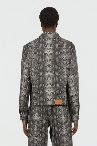 Roberto Cavalli Python Print Denim Jacket | Thumbnail 3 Roberto Cavalli Python Print Denim Jacket | Thumbnail 3