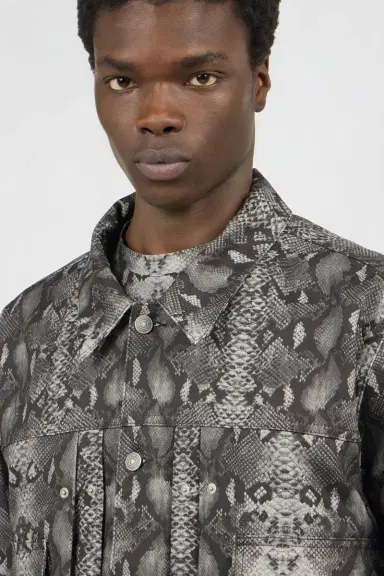 Roberto Cavalli Python Print Denim Jacket | Thumbnail 4 Roberto Cavalli Python Print Denim Jacket | Thumbnail 4