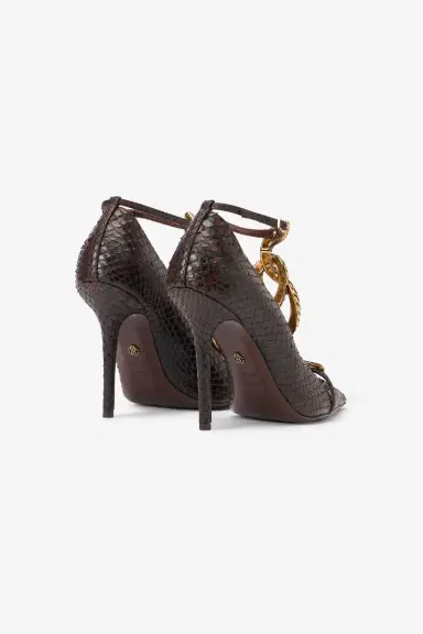 Roberto Cavalli Brown Scale-Pattern Pumps with Snake Motif | Thumbnail 3 Roberto Cavalli Brown Scale-Pattern Pumps with Snake Motif | Thumbnail 3