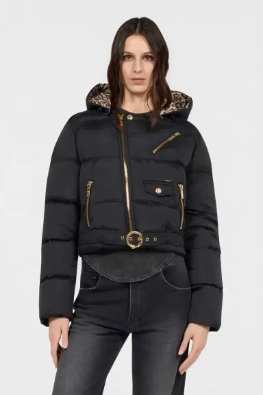 Roberto Cavalli Black Puffer Jacket with Belt | Thumbnail 2 Roberto Cavalli Black Puffer Jacket with Belt | Thumbnail 2