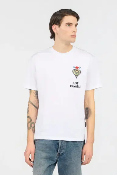 Roberto Cavalli White T-Shirt With Embroidered Logo | Thumbnail 2 Roberto Cavalli White T-Shirt With Embroidered Logo | Thumbnail 2