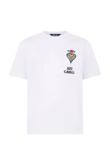 Roberto Cavalli White T-Shirt With Embroidered Logo | Thumbnail 1 Roberto Cavalli White T-Shirt With Embroidered Logo | Thumbnail 1