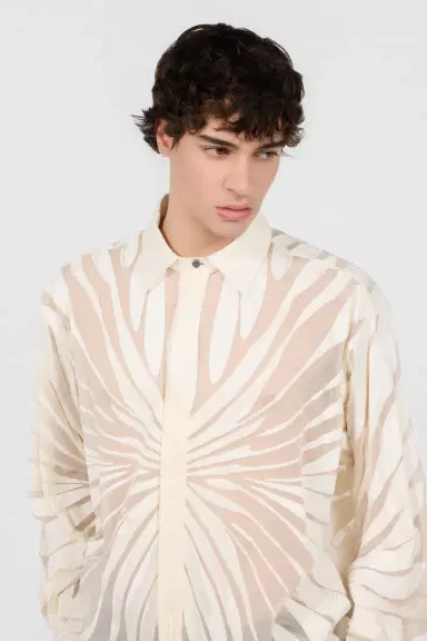 Roberto Cavalli Shirt With Ray Devoré Print | Thumbnail 4 Roberto Cavalli Shirt With Ray Devoré Print | Thumbnail 4
