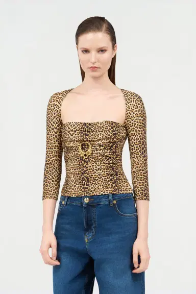 Roberto Cavalli Long-Sleeve Top with Baby Jaguar Print | Thumbnail 2 Roberto Cavalli Long-Sleeve Top with Baby Jaguar Print | Thumbnail 2