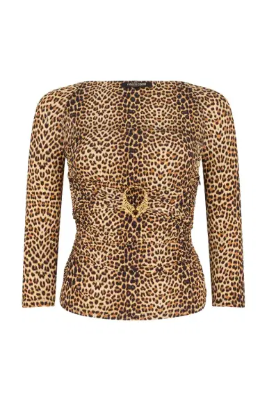Roberto Cavalli Long-Sleeve Top with Baby Jaguar Print | Thumbnail 1 Roberto Cavalli Long-Sleeve Top with Baby Jaguar Print | Thumbnail 1