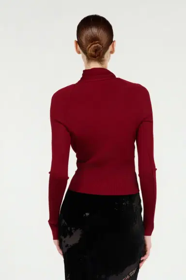 Roberto Cavalli Dark Red Wrap-Over Sweater | Thumbnail 3 Roberto Cavalli Dark Red Wrap-Over Sweater | Thumbnail 3