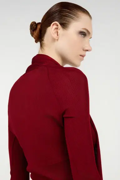 Roberto Cavalli Dark Red Wrap-Over Sweater | Thumbnail 5 Roberto Cavalli Dark Red Wrap-Over Sweater | Thumbnail 5