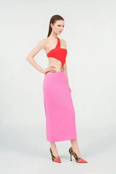 Roberto Cavalli Long Asymmetric Dress with Jewel Detail | Thumbnail 2 Roberto Cavalli Long Asymmetric Dress with Jewel Detail | Thumbnail 2