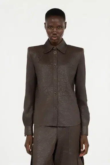 Roberto Cavalli Dark Brown Leather Shirt | Thumbnail 2 Roberto Cavalli Dark Brown Leather Shirt | Thumbnail 2