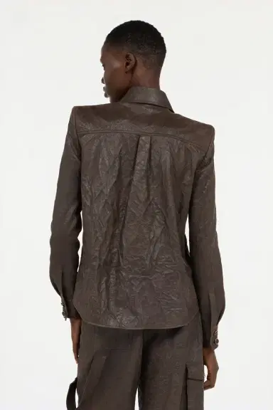 Roberto Cavalli Dark Brown Leather Shirt | Thumbnail 3 Roberto Cavalli Dark Brown Leather Shirt | Thumbnail 3