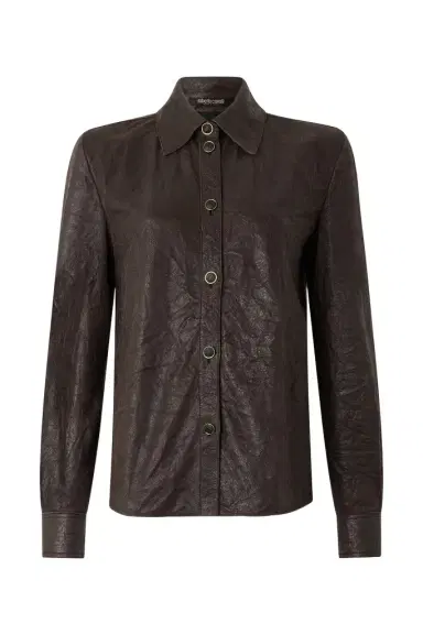 Roberto Cavalli Dark Brown Leather Shirt | Thumbnail 1 Roberto Cavalli Dark Brown Leather Shirt | Thumbnail 1