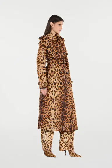 Roberto Cavalli Long Trench Coat With Jaguar Skin Print | Thumbnail 2 Roberto Cavalli Long Trench Coat With Jaguar Skin Print | Thumbnail 2