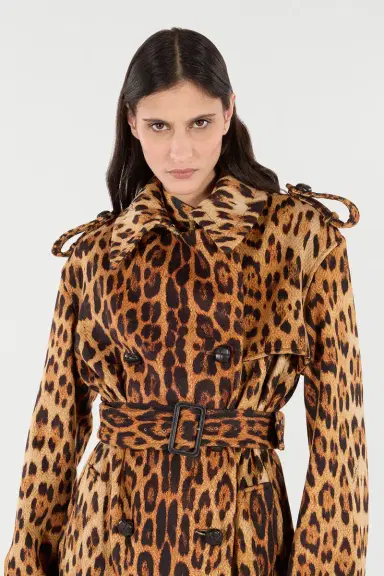 Roberto Cavalli Long Trench Coat With Jaguar Skin Print | Thumbnail 5 Roberto Cavalli Long Trench Coat With Jaguar Skin Print | Thumbnail 5