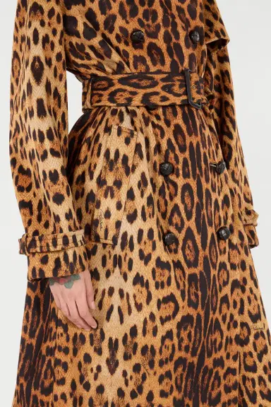 Roberto Cavalli Long Trench Coat With Jaguar Skin Print | Thumbnail 6 Roberto Cavalli Long Trench Coat With Jaguar Skin Print | Thumbnail 6