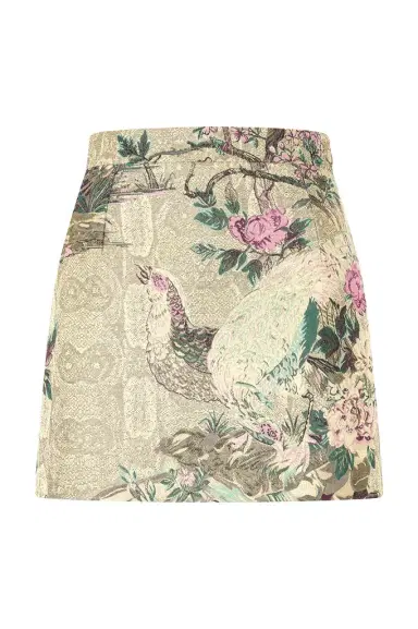 Roberto Cavalli Miniskirt With Oriental Bird Print | Thumbnail 1 Roberto Cavalli Miniskirt With Oriental Bird Print | Thumbnail 1