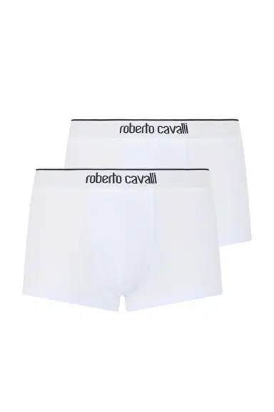 Roberto Cavalli White Cotton Boxers Bi-Pack | Thumbnail 1 Roberto Cavalli White Cotton Boxers Bi-Pack | Thumbnail 1