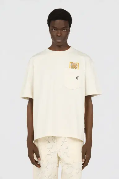 Roberto Cavalli Ivory T-Shirt With Embroidered Persian Tarot Detail | Thumbnail 2 Roberto Cavalli Ivory T-Shirt With Embroidered Persian Tarot Detail | Thumbnail 2