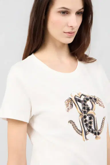 Roberto Cavalli Ivory T-shirt with Logo | Thumbnail 5 Roberto Cavalli Ivory T-shirt with Logo | Thumbnail 5