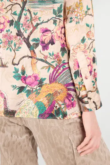 Roberto Cavalli Silk Shirt With Oriental Bird Print | Thumbnail 6 Roberto Cavalli Silk Shirt With Oriental Bird Print | Thumbnail 6