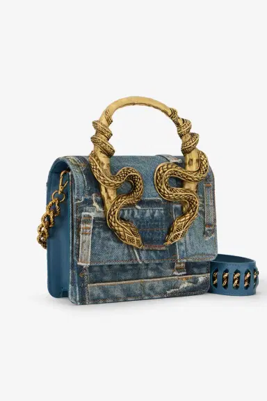 Roberto Cavalli Denim Patchwork Print Serpentine Bag | Thumbnail 5 Roberto Cavalli Denim Patchwork Print Serpentine Bag | Thumbnail 5