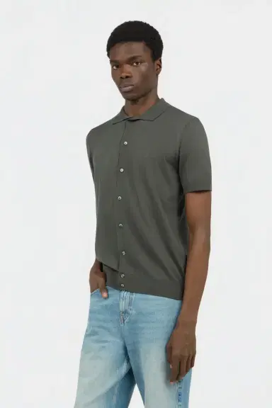 Roberto Cavalli Green Knitted Polo Shirt with Monogram RC | Thumbnail 2 Roberto Cavalli Green Knitted Polo Shirt with Monogram RC | Thumbnail 2