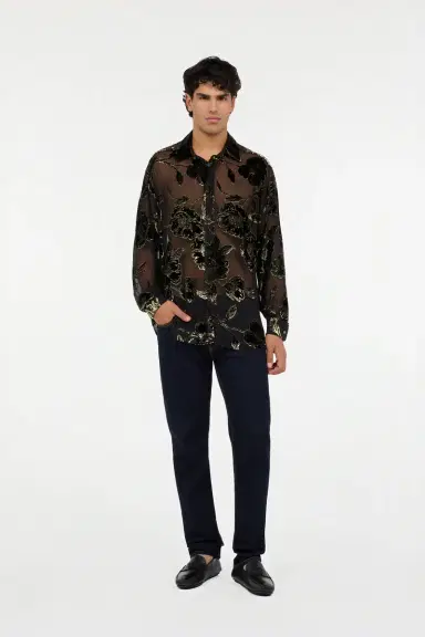 Roberto Cavalli Black and Gold See-Through Shirt with Floral Pattern | Thumbnail 7 Roberto Cavalli Black and Gold See-Through Shirt with Floral Pattern | Thumbnail 7
