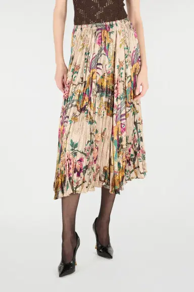 Roberto Cavalli Midi Skirt With Oriental Bird Print | Thumbnail 2 Roberto Cavalli Midi Skirt With Oriental Bird Print | Thumbnail 2