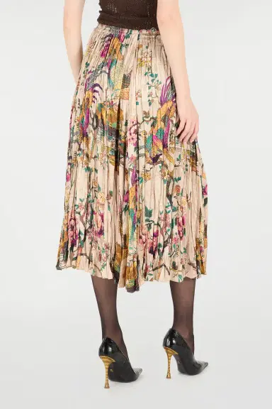 Roberto Cavalli Midi Skirt With Oriental Bird Print | Thumbnail 3 Roberto Cavalli Midi Skirt With Oriental Bird Print | Thumbnail 3