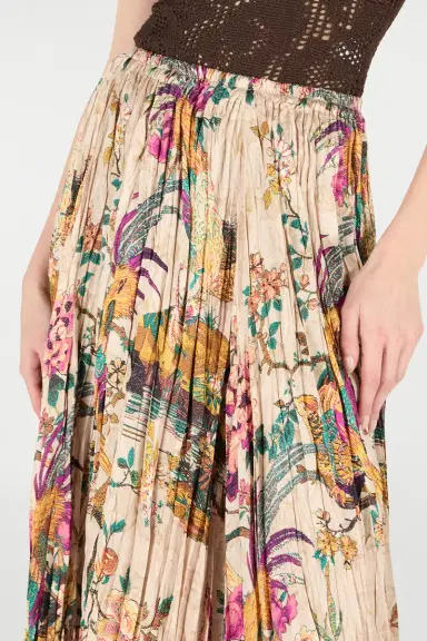 Roberto Cavalli Midi Skirt With Oriental Bird Print | Thumbnail 5 Roberto Cavalli Midi Skirt With Oriental Bird Print | Thumbnail 5