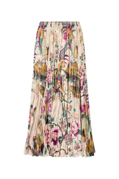 Roberto Cavalli Midi Skirt With Oriental Bird Print | Thumbnail 1 Roberto Cavalli Midi Skirt With Oriental Bird Print | Thumbnail 1