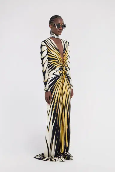 Roberto Cavalli Ray Of Gold Print Maxi Dress | Thumbnail 6 Roberto Cavalli Ray Of Gold Print Maxi Dress | Thumbnail 6