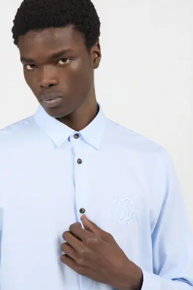 Roberto Cavalli Light Blue Shirt with Monogram RC Embroidery | Thumbnail 4 Roberto Cavalli Light Blue Shirt with Monogram RC Embroidery | Thumbnail 4