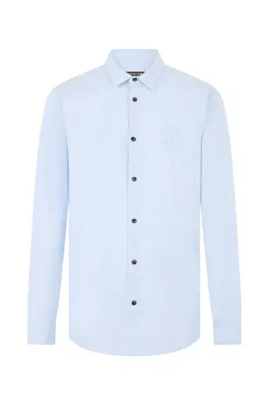 Roberto Cavalli Light Blue Shirt with Monogram RC Embroidery | Thumbnail 1 Roberto Cavalli Light Blue Shirt with Monogram RC Embroidery | Thumbnail 1