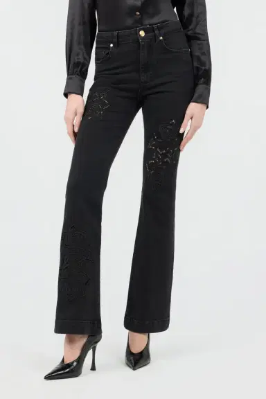 Roberto Cavalli Jeans Flared Black With Floral Embroidery | Thumbnail 2 Roberto Cavalli Jeans Flared Black With Floral Embroidery | Thumbnail 2