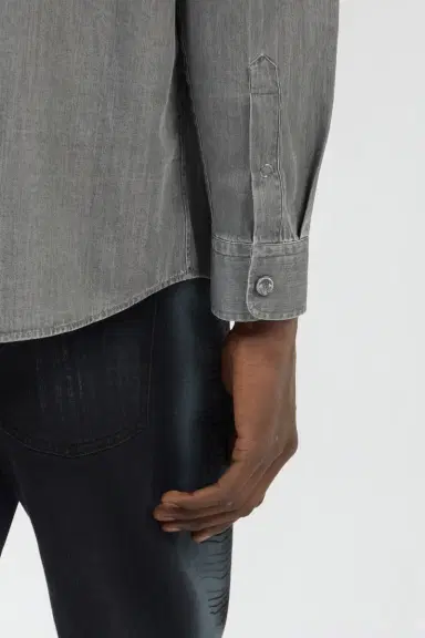 Roberto Cavalli Grey Cotton Shirt with Embroidered Logo | Thumbnail 5 Roberto Cavalli Grey Cotton Shirt with Embroidered Logo | Thumbnail 5
