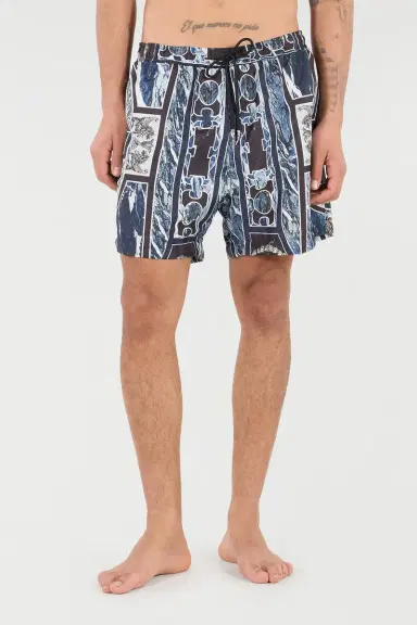 Roberto Cavalli Swim Shorts With Fang And Marble Print | Thumbnail 2 Roberto Cavalli Swim Shorts With Fang And Marble Print | Thumbnail 2