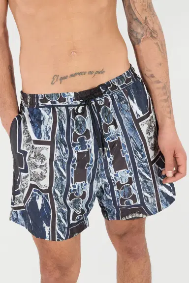 Roberto Cavalli Swim Shorts With Fang And Marble Print | Thumbnail 5 Roberto Cavalli Swim Shorts With Fang And Marble Print | Thumbnail 5