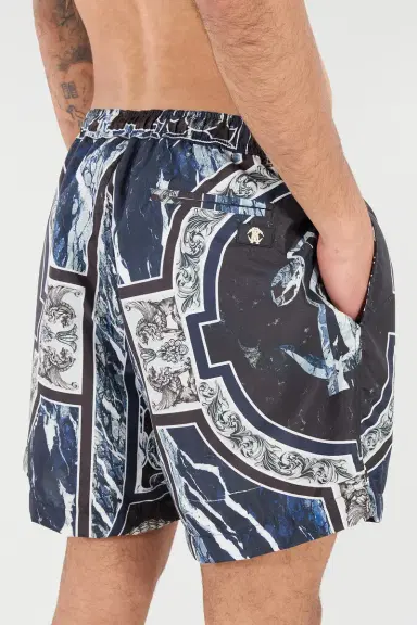Roberto Cavalli Swim Shorts With Fang And Marble Print | Thumbnail 6 Roberto Cavalli Swim Shorts With Fang And Marble Print | Thumbnail 6