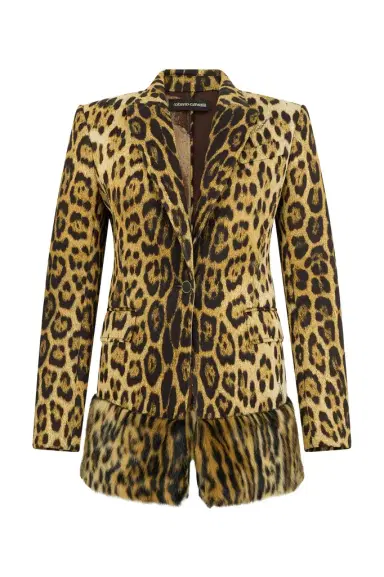 Roberto Cavalli Single-Breasted Blazer With Jaguar Skin Print | Thumbnail 1 Roberto Cavalli Single-Breasted Blazer With Jaguar Skin Print | Thumbnail 1