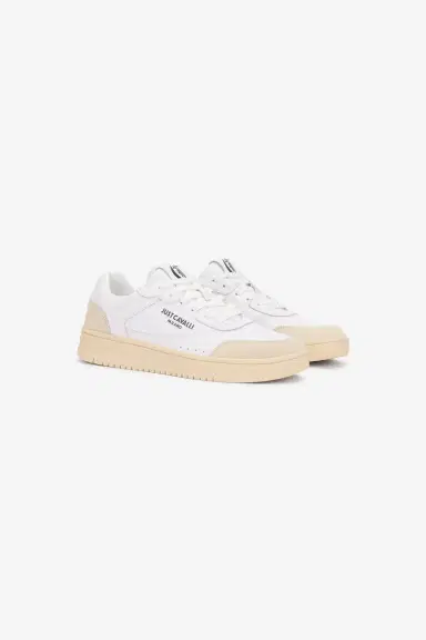 Roberto Cavalli White Leather Sneakers With Beige Inserts | Thumbnail 2 Roberto Cavalli White Leather Sneakers With Beige Inserts | Thumbnail 2