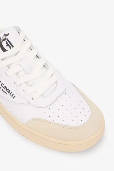 Roberto Cavalli White Leather Sneakers With Beige Inserts | Thumbnail 4 Roberto Cavalli White Leather Sneakers With Beige Inserts | Thumbnail 4