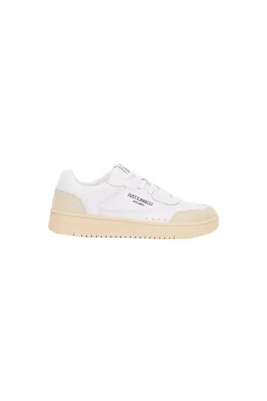 Roberto Cavalli White Leather Sneakers With Beige Inserts | Thumbnail 1 Roberto Cavalli White Leather Sneakers With Beige Inserts | Thumbnail 1