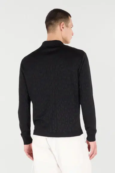 Roberto Cavalli Jaguar Skin Long-Sleeved Knitted Polo | Thumbnail 3 Roberto Cavalli Jaguar Skin Long-Sleeved Knitted Polo | Thumbnail 3