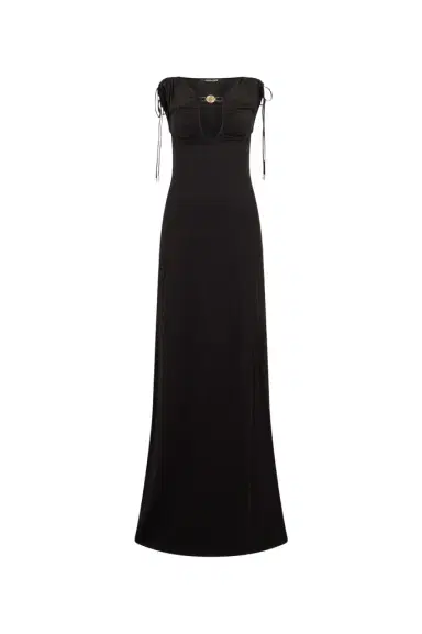 Roberto Cavalli Black Maxi Dress with Mirror Snake Detail | Thumbnail 1 Roberto Cavalli Black Maxi Dress with Mirror Snake Detail | Thumbnail 1